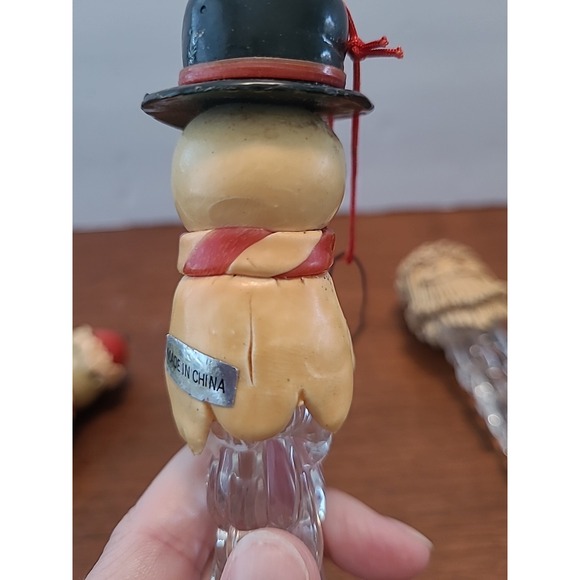 Vintage Set of 4 Icicle Christmas Ornaments Bear Snowman Santa Tree Decoration - Picture 11 of 14